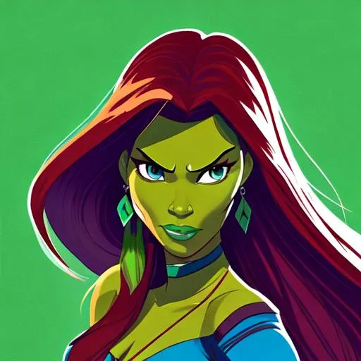 Prompt: Pocahontas Disney as Gamora Marvel, high quality, stylized