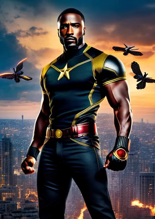 Prompt: High-resolution hyperrealistic photo of avengers falcon sam wilson merged with luke cage, uhd, hdr, 64k