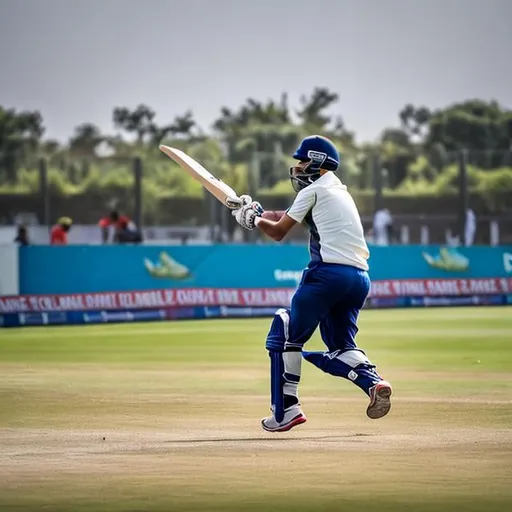 Prompt: A guy playing cricket 