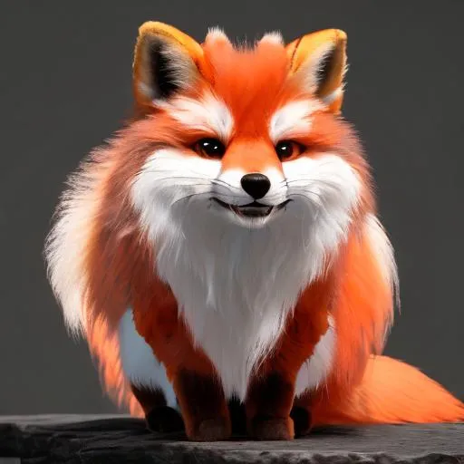 Prompt: A fluffy fox that's orange and white