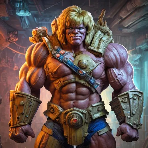 Prompt: hyperrealistic mixed media image space he-man on steroids, stunning 3 d render inspired art by of Roger Sweet, realistic, highly detailed attributes and atmosphere, dim volumetric cinematic lighting, 8 k octane detailed render, post - processing, masterpiece,