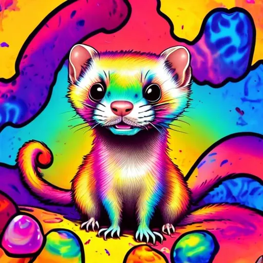 Prompt: Ferret in the style of Lisa frank