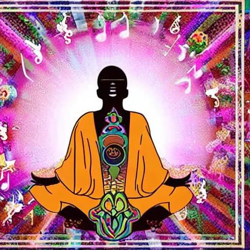 Prompt: Music creating inner peace through enlightenment


