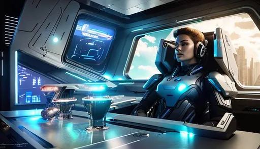 Prompt: a spaceship pilot in a reflective suit with robotic limbs, laying down in a pod, in a cyberpunk setting, cyborg, implants, high details, realistic , professionally colour graded, photorealism, 8k, grim dark lighting, art by sakimichan