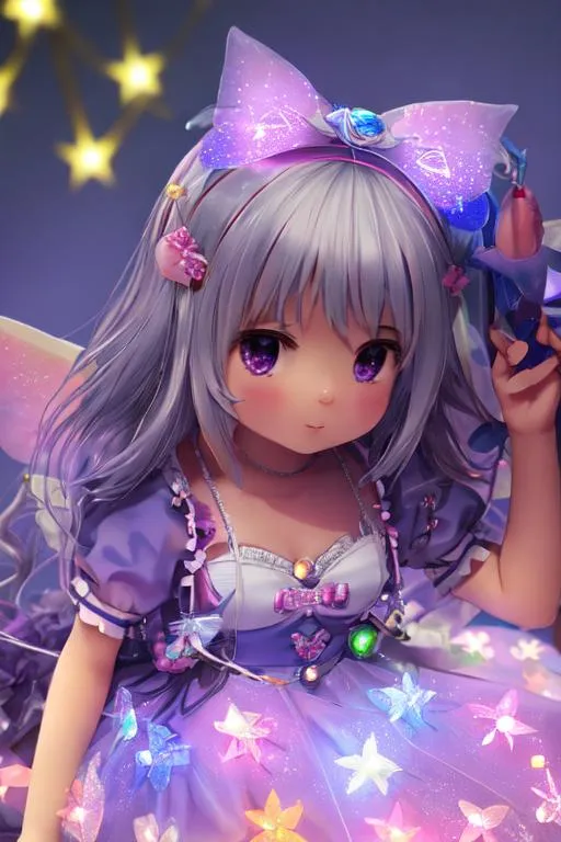 Prompt: Closeup Kawaii maid  Fairy light--ar 16:9