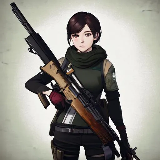 Prompt: anime girl with rifle in destiny 2