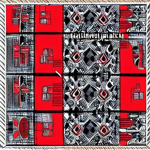 Prompt: Maldivian Craft Design the layout red and black 