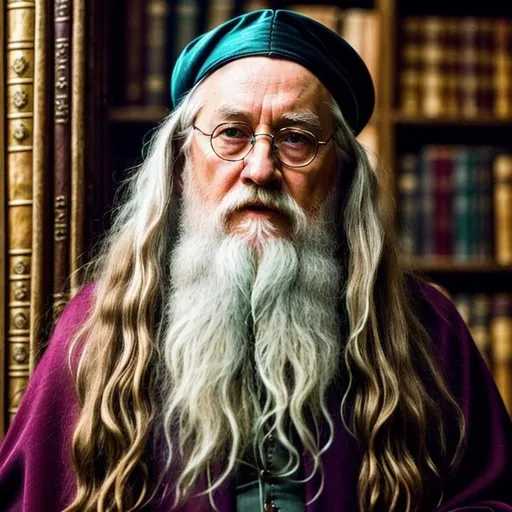 Prompt: Generate an ultra-realistic high-resolution photo portrait of Albus Dumbledore from the Harry Potter movie. The portrait should depict Dumbledore as a wise and powerful wizard with a serene expression. He should be seated in his study, surrounded by books and magical artifacts. The portrait should be rendered in high detail with realistic textures, lighting, and shading. The resolution should be at least 4K or higher, and the final image should be suitable for animation using d-id ai