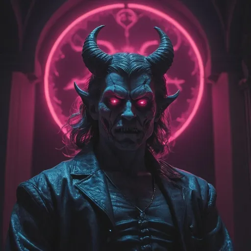 Prompt: demon, hell, demonic, gothic, vaporwave, retro, neon, aesthetic, liminal, high quality, high definition, beautiful, dramatic lighting