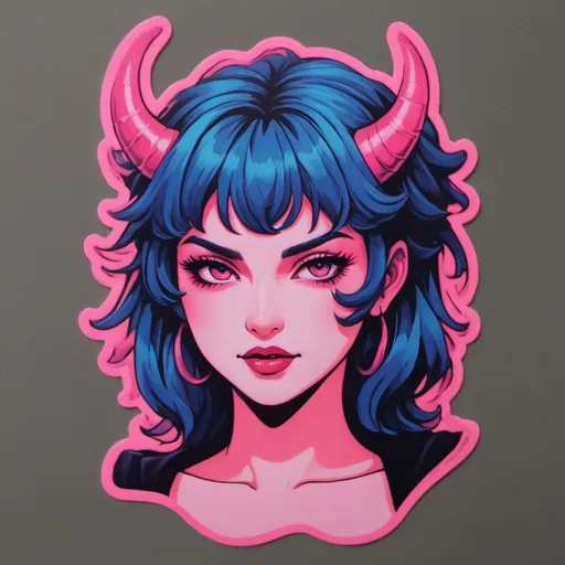 Prompt: beautiful female demon, hell, demonic, vaporwave, retro, neon, aesthetic, liminal, high quality, high definition, beautiful, dramatic lighting