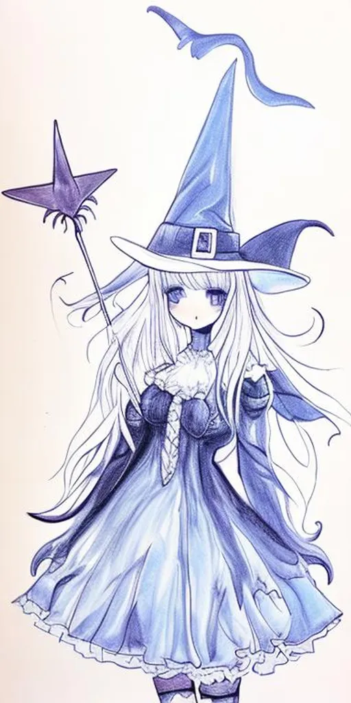 Prompt: Witch, anime, cute but obnoxious, proffesional drawing