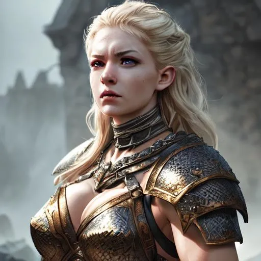 Prompt: UHD, 8k, high quality, ultra quality, cinematic lighting, special effects, Very detailed, high detailed face, high detailed eyes, medieval, fantasy, D&D, dragon, gorgeous, strong, fitness, warrior, armor