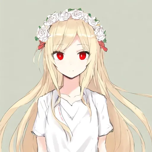 Portrait of a cute girl with long, blonde hair and r... | OpenArt