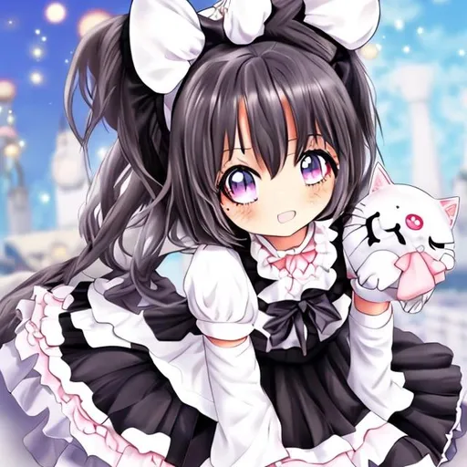 Prompt: anime girl neko maid