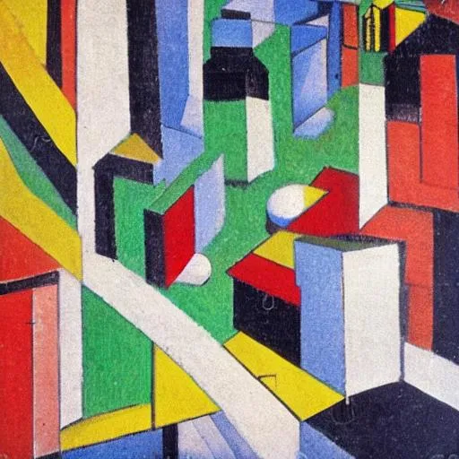 Prompt: city in kazimir malevich style