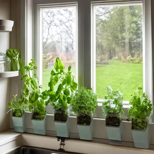 Prompt: Kitchen Window Herb Planter Garden