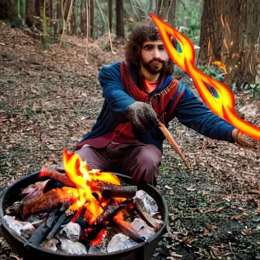 Prompt: male wizard controlling fire