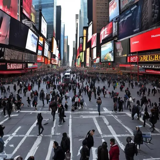 Prompt: In New York, on the bustling streets, many people do different things.