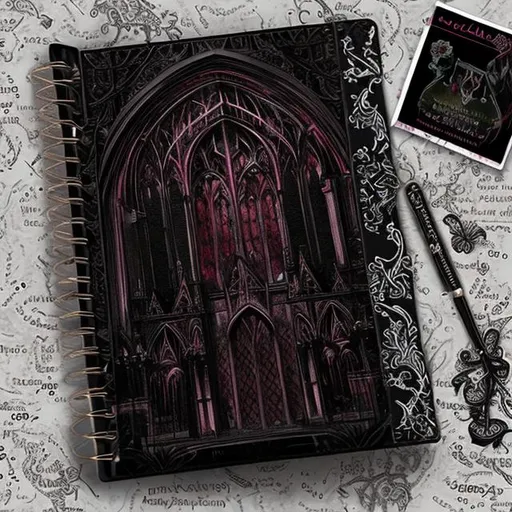 Prompt: gothic theme 2024 planner 
