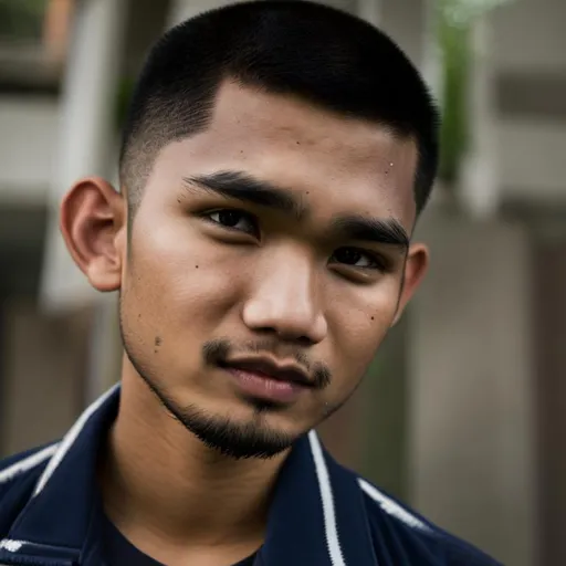 Prompt: buzzcut indonesian male closeup potrait