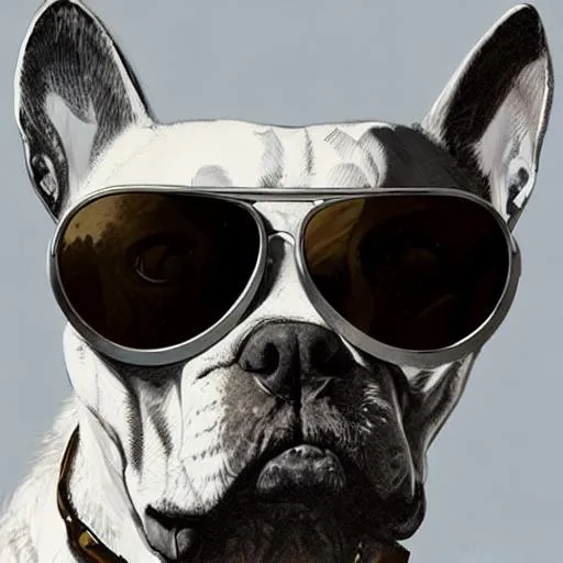 a dog wearing aviator sunglasses by greg rutkowski,... OpenArt