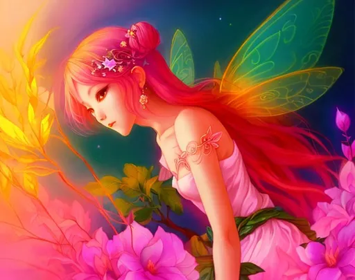 Prompt: an ethereal fairy goddess,dreamscape , night forest background,pastel,chinese style