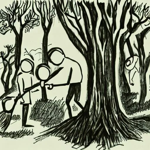 Cutting Tree - Vector Illustration Royalty-Free Stock Image - Storyblocks
