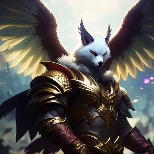 Prompt: upper torso portrait of league of legend's Rakan with wings, feathers, soft lighting, perfect composition, cinematic, video game trailer, dramatic, detailed painting, 8k, octane render, by makoto shinkai, stanley artgerm lau, wlop, rossdraws, concept art, digital painting, looking into camera,