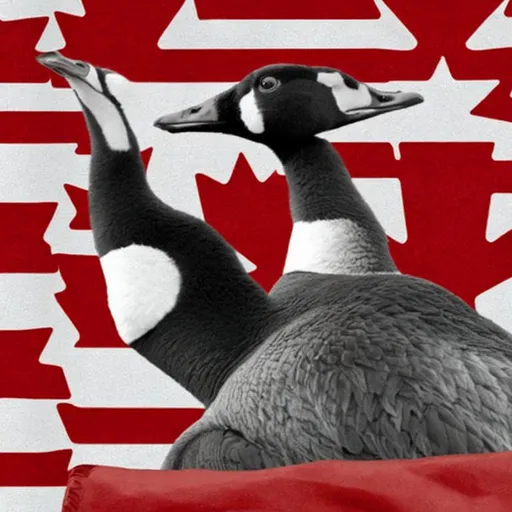 Prompt: canadian goose, USA flag
