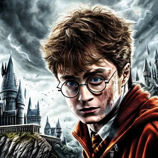 Prompt: High-resolution, highly detailed, hyper realistic painting of {Harry Potter} [pti] , uhd, hdr, 64k, crown, epic scene, armor