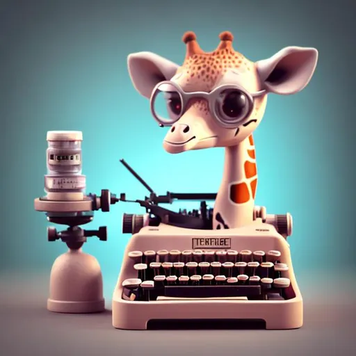 Prompt: Tiny cute 
giraffe using a 
typewriter toy, 
standing character, 
soft smooth lighting, 
soft pastel colors, 
skottie young, 3d 
blender render, 
polycount, modular 
constructivism, pop 
surrealism, physically 
based rendering, 
square image
