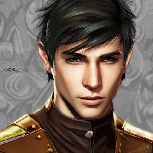 Prompt: Elf, Male, short black hair, no facial hair, brown eyes, DnD, Fantasy, photo realistic

