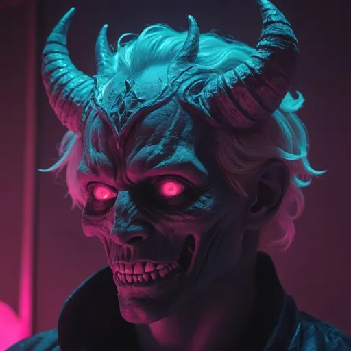 Prompt: demon, hell, demonic, gothic, vaporwave, retro, neon, aesthetic, liminal, high quality, high definition, beautiful, dramatic lighting