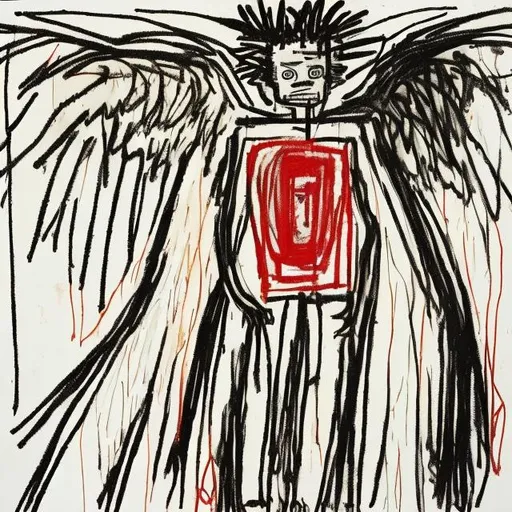 Prompt: Angel drawn by Basquiat