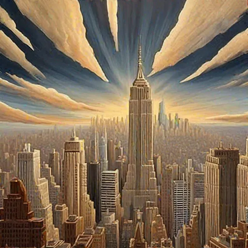 Prompt: Please create a painting of the Manhattan skyline in the style of Caspar David Friedrich