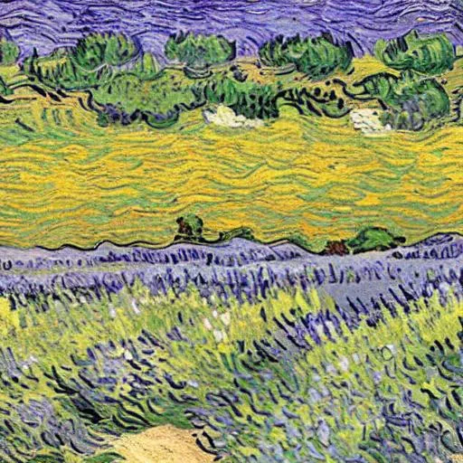 Prompt: lavender field painted by van gogh

