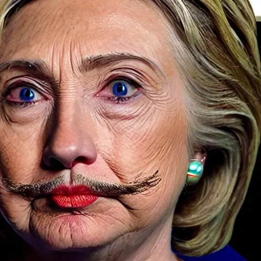 Prompt: Hillary Clinton mustache cross-eyed
