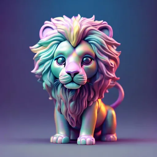 Prompt: Tiny psychedelic lion 
toy, standing character, 
soft smooth lighting, 
soft pastel colors, 
skottie young, 3d 
blender render, 
polycount, modular 
constructivism, pop 
surrealism, physically 
based rendering, 
square image
