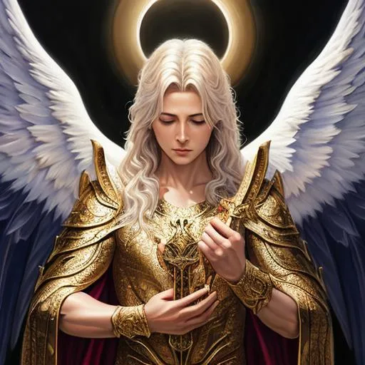 Prompt: anephexeton michael, archangel, dragon, mystic, angel, oil painting, hyper realistic, 4k, hd, very detailed