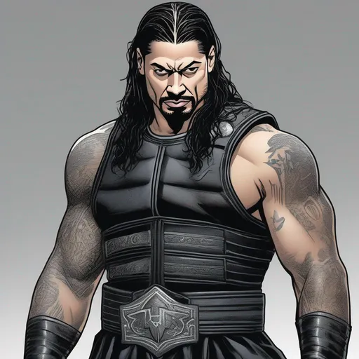 Prompt: Roman Reigns 
  illustrated by  Grant Morrison