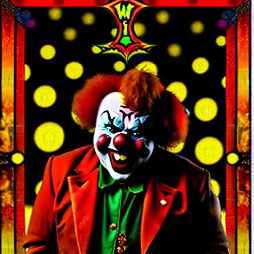 Prompt: clown straight from hell up extremally psychedelic 
