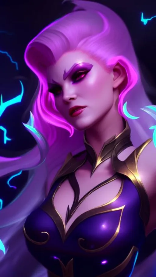 Prompt: Glossy, cinematic, portrait of a wicked woman inspired by Evelynn from LOL, wicked smile, detailed face, highly intricate detailed by atey ghailan, nick gan , greg rutkowski, Stanley artgerm, charlie bowater, WLOP, glowing up, light sparkles, unreal engine 8k octane, 3d lightning, fantasy
