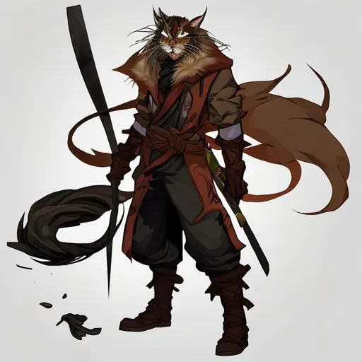 Prompt: mainecoon cat assasin character