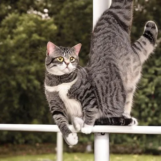 Prompt: cat dancing on pole