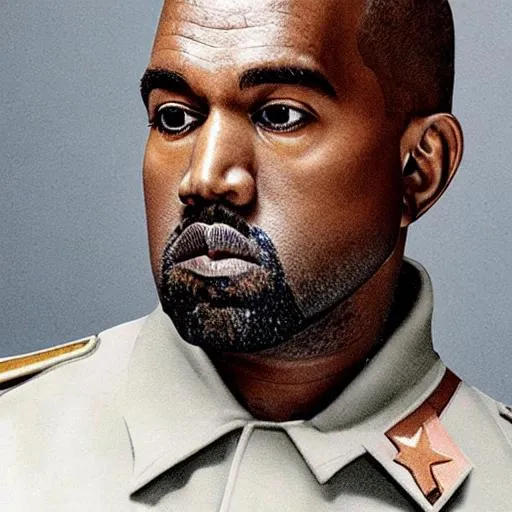Prompt: Portrait of Kanye west as a german military fascist leader