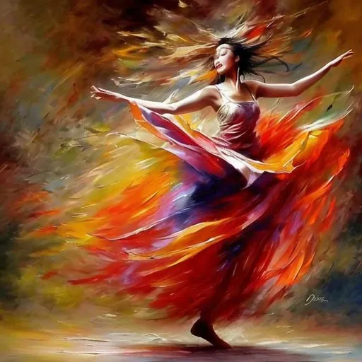 beautifull dancing woman painting