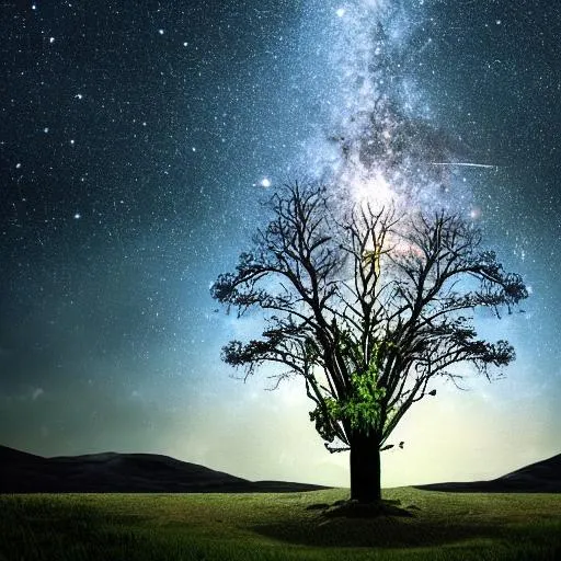 Prompt: A tree creates the universe