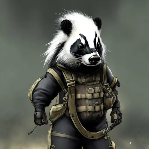 Prompt: A skunk with a gasmask. Toxic