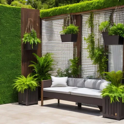 Prompt: A outdoor background with hanging wall planter, UHD, footpath