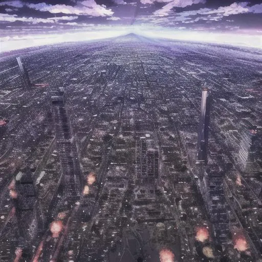 Prompt: anime, Japanese, zombie apocalypse, wallpaper scenery, trippy sky, city, POV

  